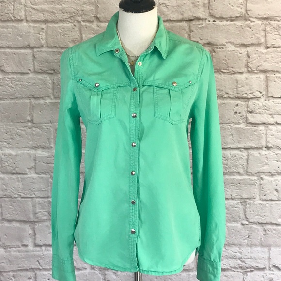 Anthropologie Tops - Holding Horses/ Anthropologie Green snap shirt, 2